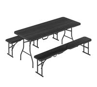 Outsunny Ensemble table pliante et bancs de pique-nique 180 cm avec poignées de transport, noir
