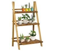 Outsunny Étagère à Fleurs 3 Niveaux Pliable Bois de Sapin 40 x 37 x 93 cm | Support Plantes Intérieur, Supports de Pots, Porte Plante, Charge 40 kg, pour Intérieur, Cour, Terrasse, Balcon, Déco Balcon