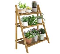 Outsunny Étagère à Fleurs 3 Niveaux Pliable Bois de Sapin 80 x 37 x 93 cm