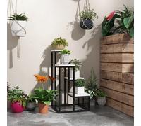 Outsunny Étagère à fleurs, 4 étages, intérieur & extérieur, structure métallique, 34L x 34l x 70H cm, Noir+Blanc