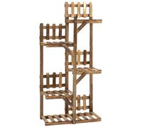 Outsunny Étagère à fleurs 5 tablettes bois de sapin traité carbonisation 60x30x130 cm pour jardin