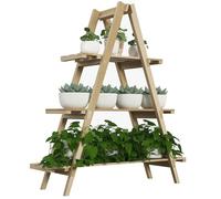 Etagère à fleurs pyramidale en bois - 3 étagères - bois sapin pré-huilé