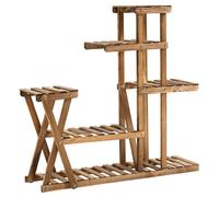 Outsunny Étagère à Fleurs en Bois Supports de Pots Porte Plante 6 tablettes - dim. 98L x 28l x 95H cm - Bois de Sapin traité carbonisation pour Intérieur Jardin Terrasse Balcon