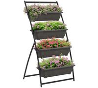 Outsunny Étagère à Fleurs en Acier 4 Niveaux, 76 x 79 x 162 cm, Marron