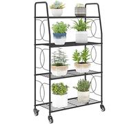 Outsunny Étagère à Fleurs Extérieur 4 Niveaux Roues 67x29x114 cm Noir