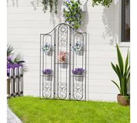 Outsunny Étagère à fleurs pliable en métal design élégant rétro support pots de fleurs avec 5 pots porte plante 82 x 12,5 x 150 cm noir et argent