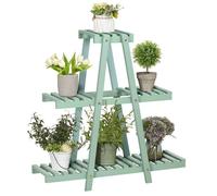 Outsunny Étagère à plantes en bois étagère à fleurs support de pots de fleurs décoration jardin 3 niveaux 76 x 26 x 76 cm vert | Aosom France