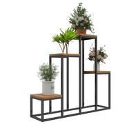 Outsunny Étagère à plantes étagère à fleurs en métal et bois 4 niveaux de différentes hauteurs style industriel 80L x 20l x 74H cm