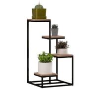 Outsunny Étagère à Plantes Métal 4 Niveaux 40x40x75,5 cm Noir/Marron