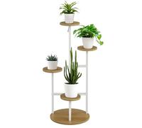 Outsunny Étagère pour plantes à 4 niveaux avec cadre en acier pour intérieur extérieur salon chambre 40 x 40 x 95,5 cm naturel