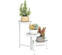 Outsunny Étagère pour plantes pliable à 3 niveaux Support pour plantes en métal avec 3 étagères rondes Support pour pots de fleurs pour intérieur et extérieur 40 x 40 x 42 cm Blanc
