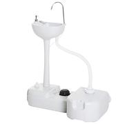 Outsunny Évier à Main Portable Jardin Extérieur Camping Voyager avec Réservoir d'Eau 17L Pompe à Pied 83 x 50 x 103 cm Gris