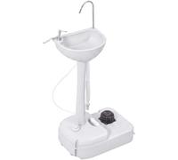 Outsunny Évier à main portable – Pompe à pied, réservoir d'eau 17L, porte-serviette – gris