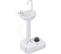 Outsunny Évier de Camping Portable Lave Main sur Pied Portatif Gris