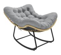 Fauteuil à bascule - Outsunny - pour intérieur et extérieur - avec coussin moelleux - résine tressée - 110 x 87 x 70 cm - gris