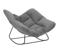 Outsunny Fauteuil à Bascule Papasan, Fauteuil à Bascule Intérieur Extérieur en Résine Tréssée avec Coussin, Chaise Ovale rembourrée en Rotin pour Salon, Jardin, Patio, Balcon, Gris