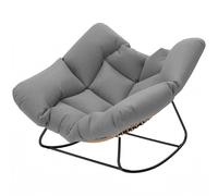 Outsunny Fauteuil à Bascule Papasan Intérieur Extérieur, Chaise Ovale à Bascule Rembourrée pour Jardin, Patio, Gris