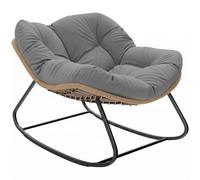 Outsunny Fauteuil à Bascule Papasan Intérieur Extérieur Coussin Rotin Gris | Résine Tréssée, Chaise Ovale Rembourrée, pour Salon, Jardin, Patio, Balcon
