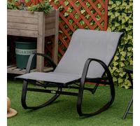 Outsunny Fauteuil à Bascule Transat avec Dossier Repose-Pieds Ajustable Chaise Longue de Jardin Balancelle jusqu'à 160 kg Texteline Gris 90 x 64 x 96,5 cm