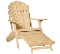 Outsunny Fauteuil de Jardin Adirondack avec Pouf en pin intégré Chaise de Patio Pliante