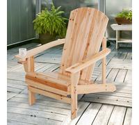 Outsunny Fauteuil de jardin adirondack en bois forme ergonomique résistant aux intempéries charge max 150 Kg 72,5 x 97 x 93 cm naturel