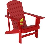 Outsunny Fauteuil de Jardin Adirondack Grand Confort Porte-gobelet intégré Bois de peuplier traité Peint Rouge