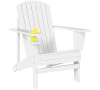 Outsunny Fauteuil de Jardin Adirondack Grand Confort Porte-gobelet intégré Bois de Sapin traité Peint Blanc