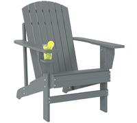 Outsunny Fauteuil de Jardin Adirondack Porte-Gobelet Intégré Gris Foncé