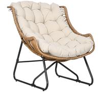 Outsunny Fauteuil de Jardin en Rotin PE avec Coussin Confort, Design Élégant pour Extérieur Naturel Aosom France