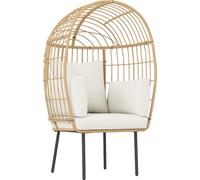 Outsunny Fauteuil en rotin en forme d'oeuf avec coussin amovible, rembourrage, fauteuil d'extérieur surdimensionné en rotin, pour jardin balcon, véranda, terrasse Beige