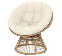 Outsunny Fauteuil Papasan Pivotant 360° Fauteuil de Jardin en Polyrotin Coussin Moelleux 12cm 93 x 81 x 87 cm Naturel