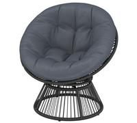Outsunny Fauteuil papasan pivotant 360° Fauteuil en osier avec coussin Structure en acier Fauteuil rond en rotin Fauteuil lounge Gris
