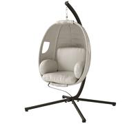 Outsunny Fauteuil suspendu avec support, panier pliable avec coussin d'assise épais, hauteur réglable, harnais de sécurité jusqu'à 120 kg