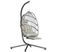 Outsunny Fauteuil Suspendu avec Support Pliant Appuie-Tête Gris Clair