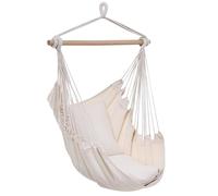 Outsunny Fauteuil Suspendu extérieur Chaise hamac Chaise Suspendue balançoire avec 2 Coussins, intérieur et extérieur, en Tissu Coton mélangé, pour Cour Patio pelouse, crème