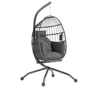Outsunny Fauteuil Suspendu Fauteuil Oeuf Suspendu Panier Pliable Gris Foncé