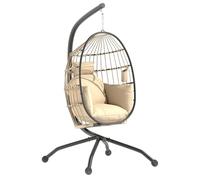 Outsunny Fauteuil Suspendu Fauteuil Oeuf Suspendu Panier Pliable Kaki