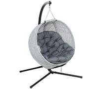 Outsunny Fauteuil suspendu ovoïde pour l'extérieur, balancelle suspendue pliable avec porte-gobelet, siège amovible et lavable, châssis, hamac