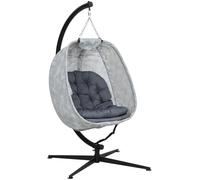 Outsunny Fauteuil suspendu ovoïde pour l'extérieur, Balançoire suspendue pliable avec support, coussins d'assise, hamac pour 1 personne, fauteuil à bascule