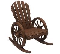 Outsunny Fauteuil de jardin Adirondack à bascule, accoudoirs, roues, sapin traité carbonisation