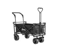 Outsunny Folding Trolley Cart Storage Wagon Beach Trailer 4 Wheels with Handle Overhead Canopy Cart Push Pull for Camping, Black