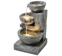 Outsunny Fontaine 3 niveaux pour jardin avec éclairage LED, pompe, effet pierre, réglable 40 x 37 x 61 cm