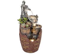 Outsunny Fontaine 4 niveaux style rustique avec éclairage LED, bac à plantes et pompe réglable 34 x 31 x 76 cm