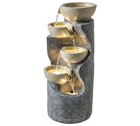 Outsunny Fontaine 5 niveaux Fontaine de jardin avec éclairage LED Pompe Effet pierre, Réglable 33 x 31 x 80 cm