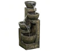 Outsunny Fontaine de jardin d'ornement zen 4 vasques débit réglable pompe à eau submersible incluse dim. 25L x 24l x 60H cm résine noir Description:Cette fontaine de jardin à plusieurs niveaux est un