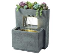 Outsunny Fontaine de jardin extérieure cascade 2 niveaux fontaine eau avec jardinière et mur d'eau 45 x 31,5 x 58,5 cm gris foncé
