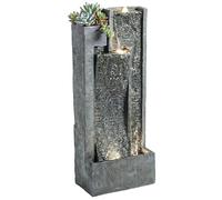 Outsunny Fontaine de Jardin extérieure Cascade 3 Niveaux - Fontaine Eau avec jardinière et Mur d'eau Moderne - 101 cm Grande décoration terrasse Zen Lumineuse 24 LED Gris