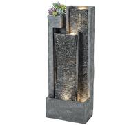 Outsunny Fontaine de jardin extérieure cascade 3 niveaux fontaine eau jardinière et mur d'eau moderne lumineuse 24 LED 101cm gris