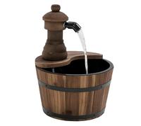 Outsunny Fontaine de Jardin tonneau Pompe à Eau Submersible Incluse Ø 27 x 37H cm Bois de pin Marron