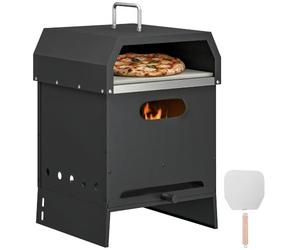 Outsunny Four à pizza 3 en 1 extérieur portable à bois | Avec poignées, pierre et pelle, gril BBQ au charbon, pour jardin, fête, camping, pique-nique